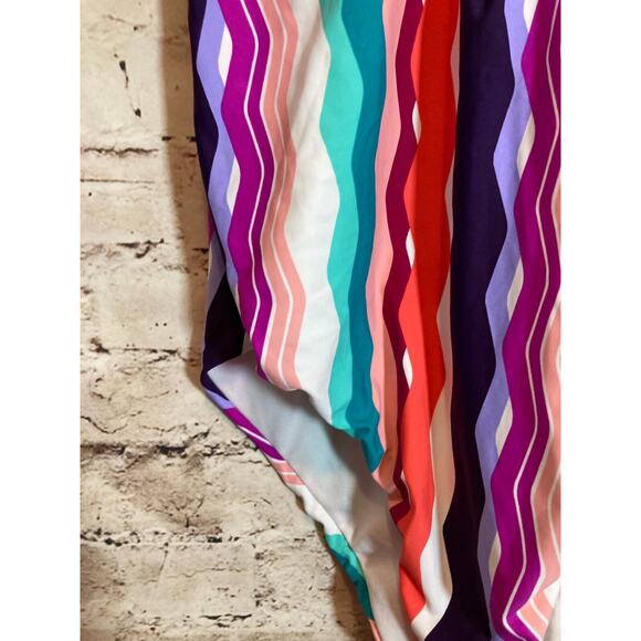Bar III Bathing Suit Womens Medium One Piece Rainbow Striped Open Back Cutout - Picture 6 of 14